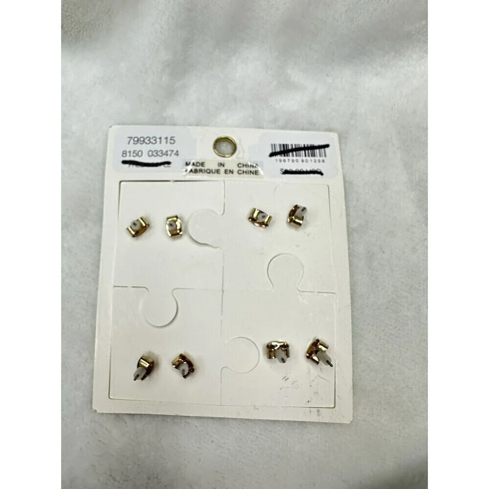 Free People Earrings Lucky Charm Stud Set Gold Tone Wear One Share One Puzzle